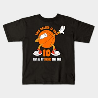 10 Year Old Happy 10th Birthday Basketball 10th Birthday Kids T-Shirt